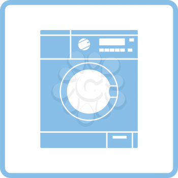Washing machine icon. Blue frame design. Vector illustration.