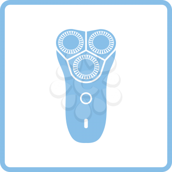 Electric shaver icon. Blue frame design. Vector illustration.
