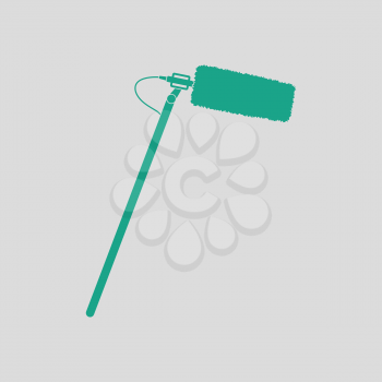 Cinema microphone icon. Gray background with green. Vector illustration.