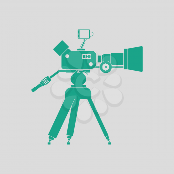 Movie camera icon. Gray background with green. Vector illustration.
