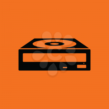 CD-ROM icon. Orange background with black. Vector illustration.