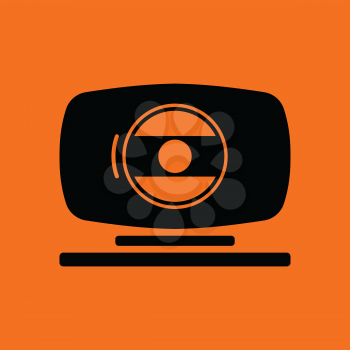 Webcam icon. Orange background with black. Vector illustration.