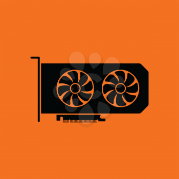 GPU icon. Orange background with black. Vector illustration.