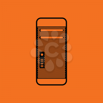 System unit icon. Orange background with black. Vector illustration.
