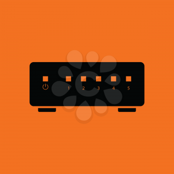 Ethernet switch icon. Orange background with black. Vector illustration.