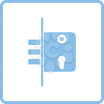 Door lock icon. Blue frame design. Vector illustration.