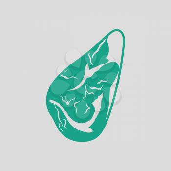 Meat steak icon. Gray background with green. Vector illustration.