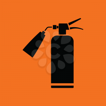 Fire extinguisher icon. Orange background with black. Vector illustration.