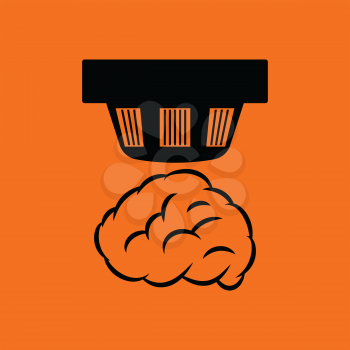 Smoke sensor icon. Orange background with black. Vector illustration.