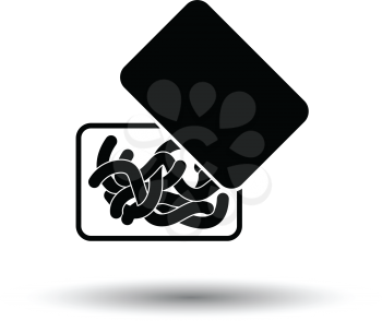 Icon of worm container. White background with shadow design. Vector illustration.