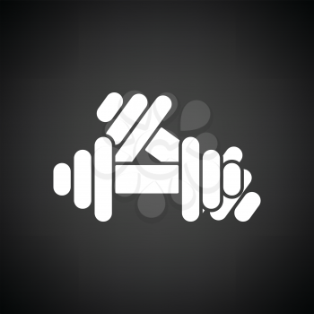 Dumbbell icon. Black background with white. Vector illustration.