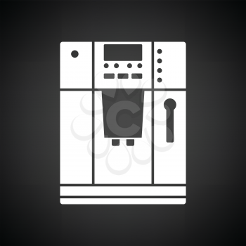 Kitchen coffee machine icon. Black background with white. Vector illustration.