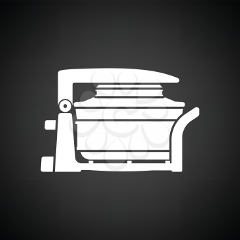 Electric convection oven icon. Black background with white. Vector illustration.