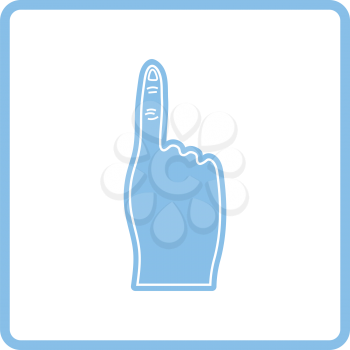 Fans foam finger icon. Blue frame design. Vector illustration.