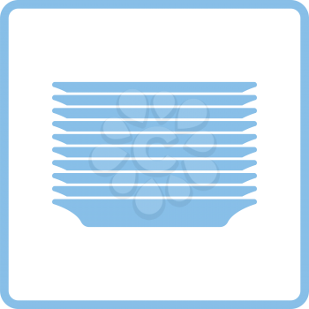 Plate stack icon. Blue frame design. Vector illustration.