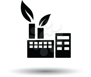 Ecological industrial plant icon. White background with shadow design. Vector illustration.