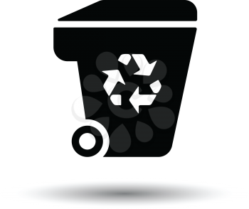 Garbage container recycle sign icon. White background with shadow design. Vector illustration.