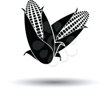 Corn icon. White background with shadow design. Vector illustration.