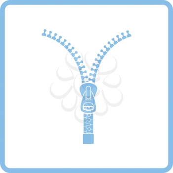 Sewing zip line icon. Blue frame design. Vector illustration.