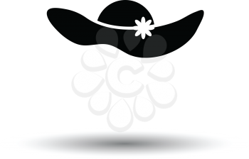 Elegant woman hat icon. White background with shadow design. Vector illustration.