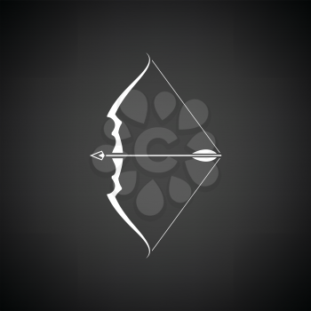 Bow with arrow icon. Black background with white. Vector illustration.