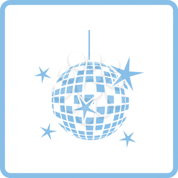 Night clubs disco sphere icon. Blue frame design. Vector illustration.