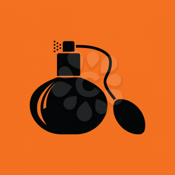 Cologne spray icon. Orange background with black. Vector illustration.