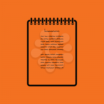 Binder notebook icon. Orange background with black. Vector illustration.