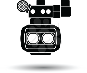 3d movie camera icon. White background with shadow design. Vector illustration.
