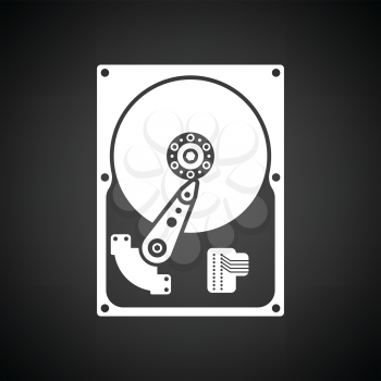HDD icon. Black background with white. Vector illustration.