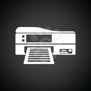 Printer icon. Black background with white. Vector illustration.