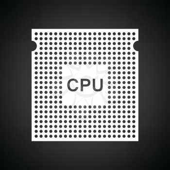 CPU icon. Black background with white. Vector illustration.