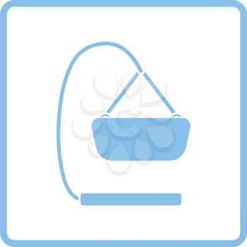 Baby hanged cradle ico. Blue frame design. Vector illustration.