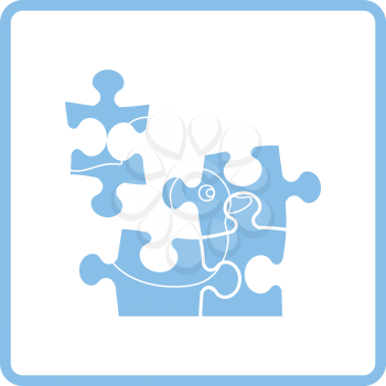 Baby puzzle ico. Blue frame design. Vector illustration.