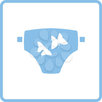 Diaper ico. Blue frame design. Vector illustration.
