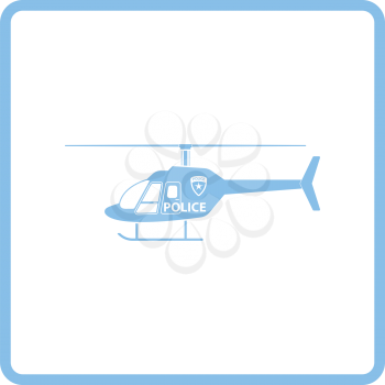 Police helicopter icon. Blue frame design. Vector illustration.