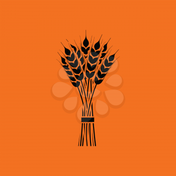 Wheat icon. Orange background with black. Vector illustration.