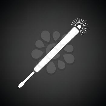 Electricity test screwdriver icon. Black background with white. Vector illustration.
