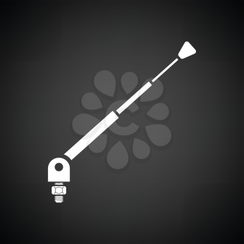 Radio antenna component icon. Black background with white. Vector illustration.