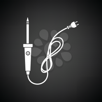 Soldering iron icon. Black background with white. Vector illustration.