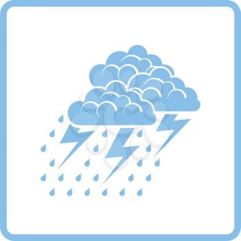 Thunderstorm icon. Blue frame design. Vector illustration.