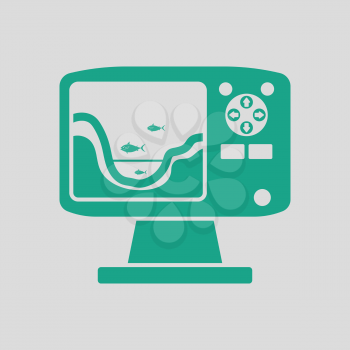 Icon of echo sounder  . Gray background with green. Vector illustration.