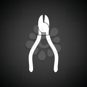 Side cutters icon. Black background with white. Vector illustration.