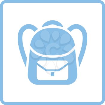School rucksack  icon. Blue frame design. Vector illustration.