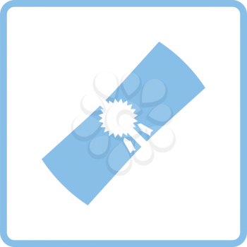 Diploma icon. Blue frame design. Vector illustration.