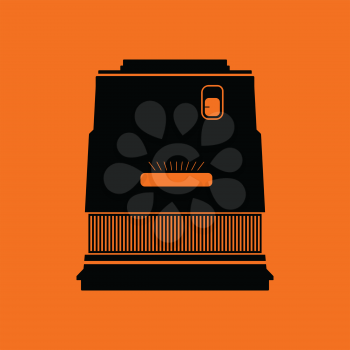 Icon of photo camera wide lens. Orange background with black. Vector illustration.