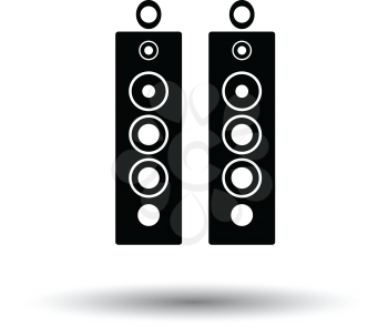 Audio system speakers icon. White background with shadow design. Vector illustration.