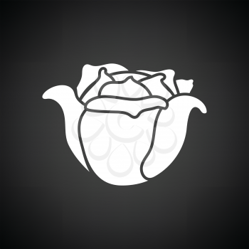 Cabbage icon. Black background with white. Vector illustration.