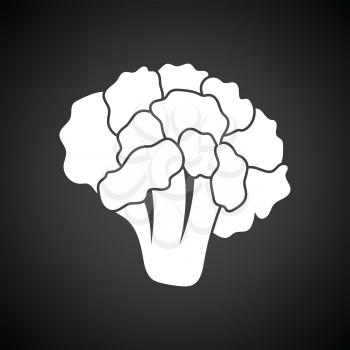 Cauliflower icon. Black background with white. Vector illustration.