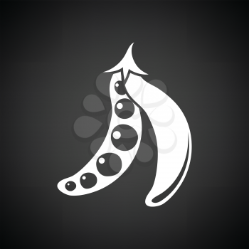 Pea icon. Black background with white. Vector illustration.